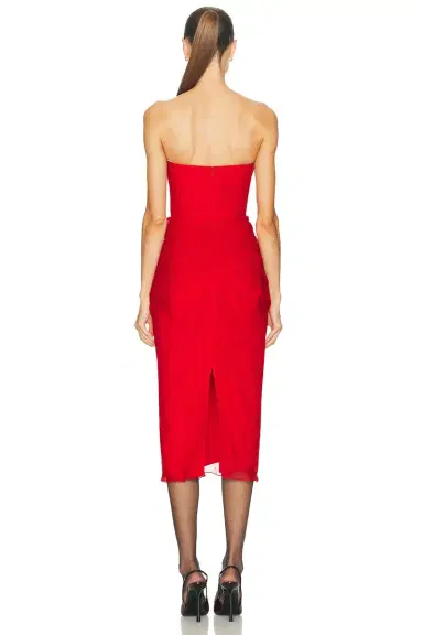 Carolina Herrera Strapless Draped Midi Dress | Thumbnail 3