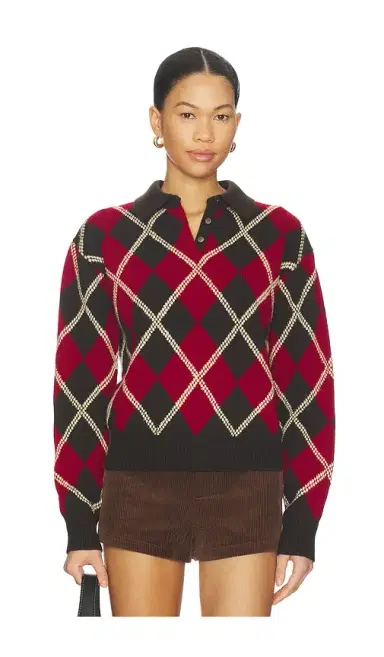 Guest In Residence Collegiate Argyle Polo Top | Thumbnail 2
