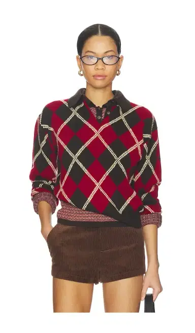 Guest In Residence Collegiate Argyle Polo Top | Thumbnail 1