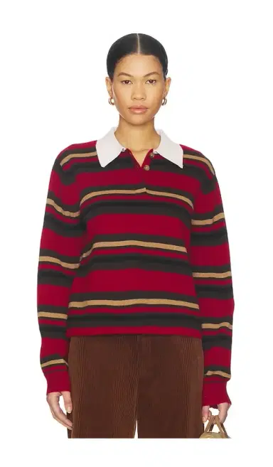 Guest In Residence Cropped Stripe Rugby Sweater | Thumbnail 1
