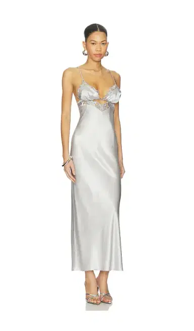 fleur du mal Foil Lily Embroidery Cutout Slip Dress | Thumbnail 2 fleur du mal Foil Lily Embroidery Cutout Slip Dress | Thumbnail 2