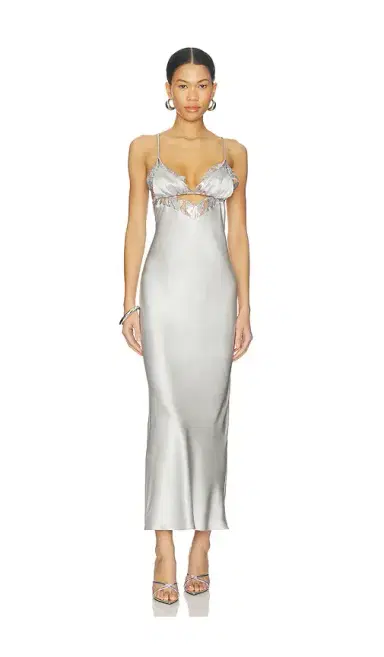 fleur du mal Foil Lily Embroidery Cutout Slip Dress | Thumbnail 1 fleur du mal Foil Lily Embroidery Cutout Slip Dress | Thumbnail 1