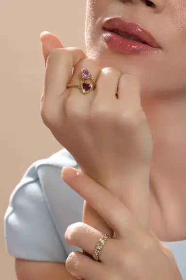 Octavia Elizabeth Pink Sapphire Moi Toi Heart Ring | Thumbnail 3