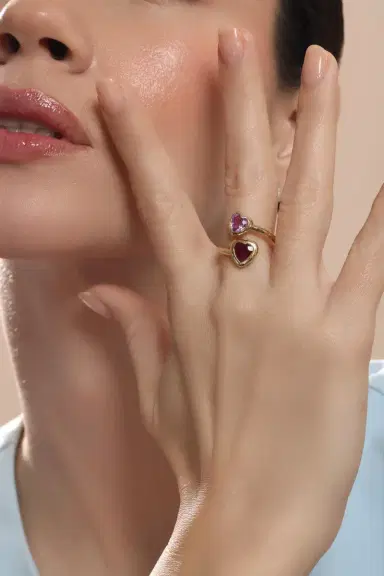 Octavia Elizabeth Pink Sapphire Moi Toi Heart Ring | Thumbnail 4