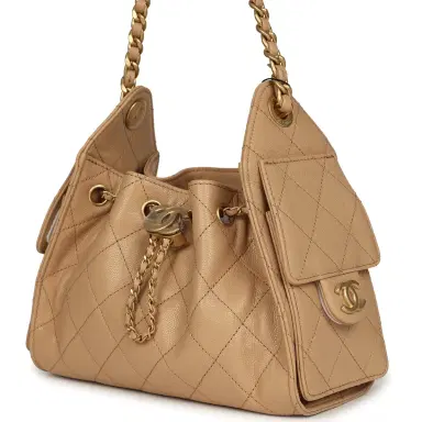 Chanel Chanel Mini 25 Hobo Bag Beige Caviar Antique Gold Hardware | Thumbnail 5 Chanel Chanel Mini 25 Hobo Bag Beige Caviar Antique Gold Hardware | Thumbnail 5