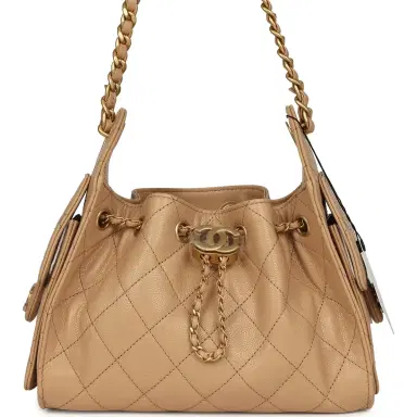 Chanel Chanel Mini 25 Hobo Bag Beige Caviar Antique Gold Hardware | Thumbnail 1 Chanel Chanel Mini 25 Hobo Bag Beige Caviar Antique Gold Hardware | Thumbnail 1