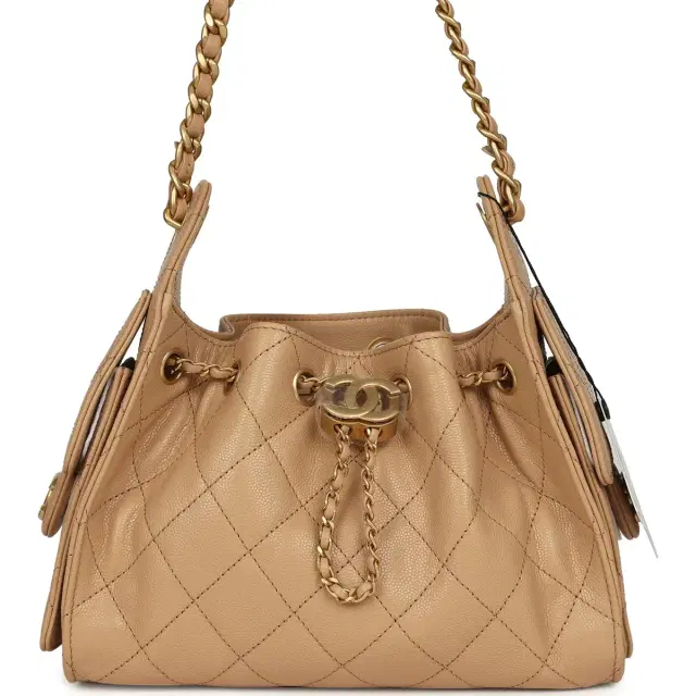 Chanel Chanel Mini 25 Hobo Bag Beige Caviar Antique Gold Hardware