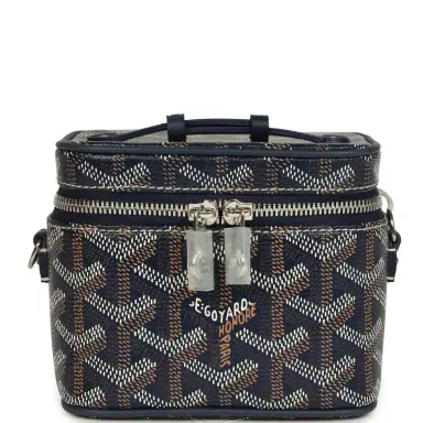 goyard Goyard Goyardine Canvas Navy Blue Nano Muse Vanity Bag Palladium Hardware | Thumbnail 2 goyard Goyard Goyardine Canvas Navy Blue Nano Muse Vanity Bag Palladium Hardware | Thumbnail 2