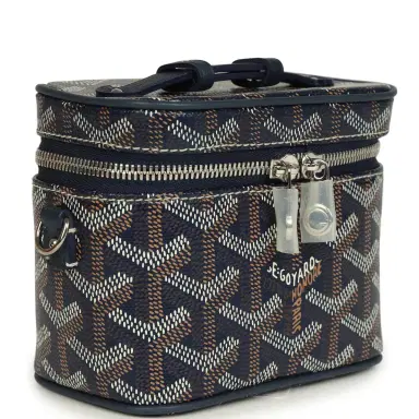 goyard Goyard Goyardine Canvas Navy Blue Nano Muse Vanity Bag Palladium Hardware | Thumbnail 3 goyard Goyard Goyardine Canvas Navy Blue Nano Muse Vanity Bag Palladium Hardware | Thumbnail 3