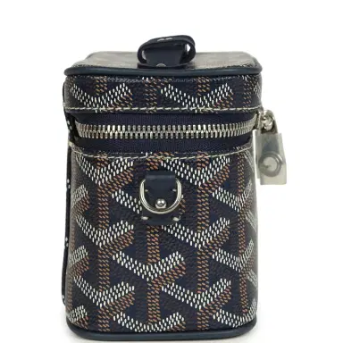 goyard Goyard Goyardine Canvas Navy Blue Nano Muse Vanity Bag Palladium Hardware | Thumbnail 4 goyard Goyard Goyardine Canvas Navy Blue Nano Muse Vanity Bag Palladium Hardware | Thumbnail 4