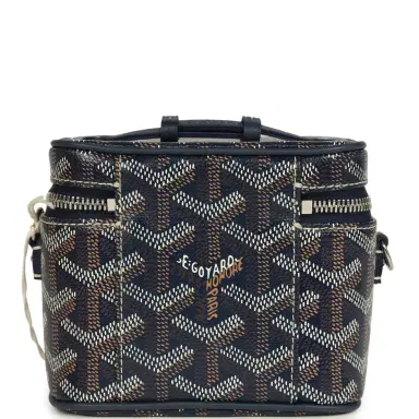 goyard Goyard Goyardine Canvas Navy Blue Nano Muse Vanity Bag Palladium Hardware | Thumbnail 5 goyard Goyard Goyardine Canvas Navy Blue Nano Muse Vanity Bag Palladium Hardware | Thumbnail 5