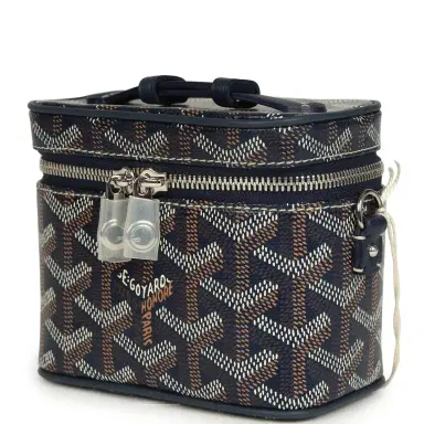 goyard Goyard Goyardine Canvas Navy Blue Nano Muse Vanity Bag Palladium Hardware | Thumbnail 6 goyard Goyard Goyardine Canvas Navy Blue Nano Muse Vanity Bag Palladium Hardware | Thumbnail 6