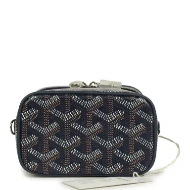 goyard Goyard Goyardine Canvas Navy Blue Nano Muse Vanity Bag Palladium Hardware | Thumbnail 7 goyard Goyard Goyardine Canvas Navy Blue Nano Muse Vanity Bag Palladium Hardware | Thumbnail 7