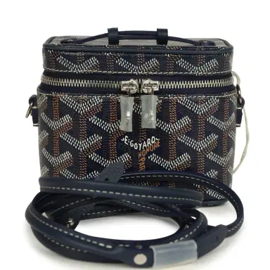 goyard Goyard Goyardine Canvas Navy Blue Nano Muse Vanity Bag Palladium Hardware | Thumbnail 1 goyard Goyard Goyardine Canvas Navy Blue Nano Muse Vanity Bag Palladium Hardware | Thumbnail 1