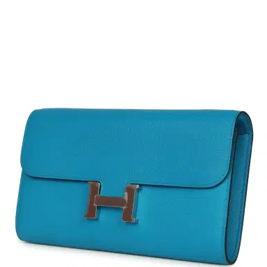 HERMÈS Hermes Constance Wallet To Go Bleu Frida Evercolor Palladium Hardware | Thumbnail 5
