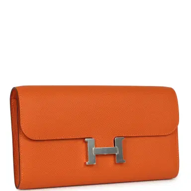 HERMÈS Hermes Constance Wallet To Go Orange Epsom Palladium Hardware | Thumbnail 2