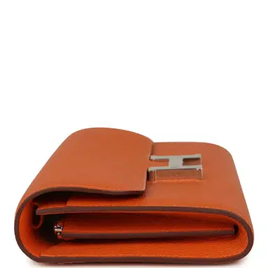 HERMÈS Hermes Constance Wallet To Go Orange Epsom Palladium Hardware | Thumbnail 3