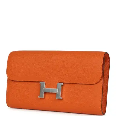 HERMÈS Hermes Constance Wallet To Go Orange Epsom Palladium Hardware | Thumbnail 5