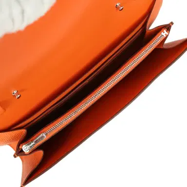 HERMÈS Hermes Constance Wallet To Go Orange Epsom Palladium Hardware | Thumbnail 8