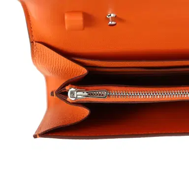 HERMÈS Hermes Constance Wallet To Go Orange Epsom Palladium Hardware | Thumbnail 9