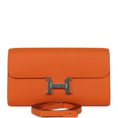 HERMÈS Hermes Constance Wallet To Go Orange Epsom Palladium Hardware | Thumbnail 1