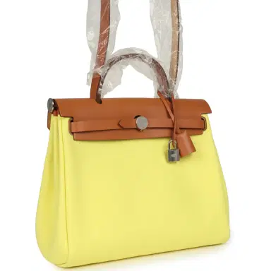 HERMÈS Hermes Herbag Zip PM 31 Jaune Citron Toile H Canvas and Fauve Vache Hunter Palladium Hardware | Thumbnail 2 HERMÈS Hermes Herbag Zip PM 31 Jaune Citron Toile H Canvas and Fauve Vache Hunter Palladium Hardware | Thumbnail 2