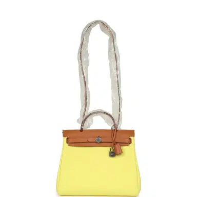HERMÈS Hermes Herbag Zip PM 31 Jaune Citron Toile H Canvas and Fauve Vache Hunter Palladium Hardware | Thumbnail 8 HERMÈS Hermes Herbag Zip PM 31 Jaune Citron Toile H Canvas and Fauve Vache Hunter Palladium Hardware | Thumbnail 8