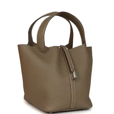 HERMÈS Hermes Picotin Lock 22 Etoupe Clemence Palladium Hardware | Thumbnail 2 HERMÈS Hermes Picotin Lock 22 Etoupe Clemence Palladium Hardware | Thumbnail 2