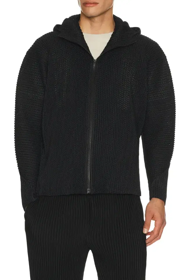 Homme Plisse Issey Miyake Wickerwork Mesh Full Zip Hooded Jacket