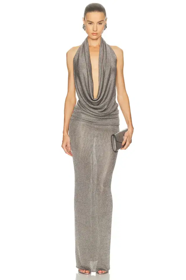 The New Arrivals by Ilkyaz Ozel Agel Metallic Knit Dress