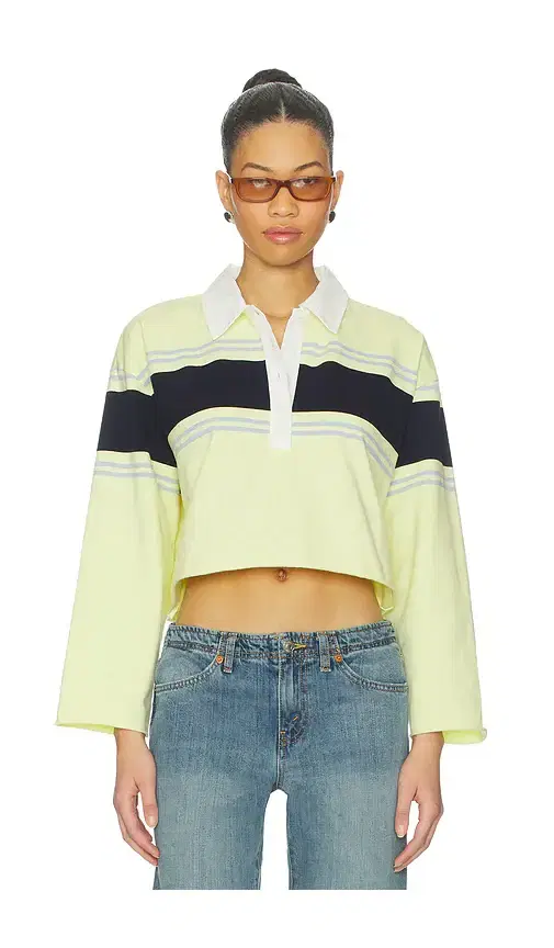 RE/DONE Cut Off Rugby Polo Top