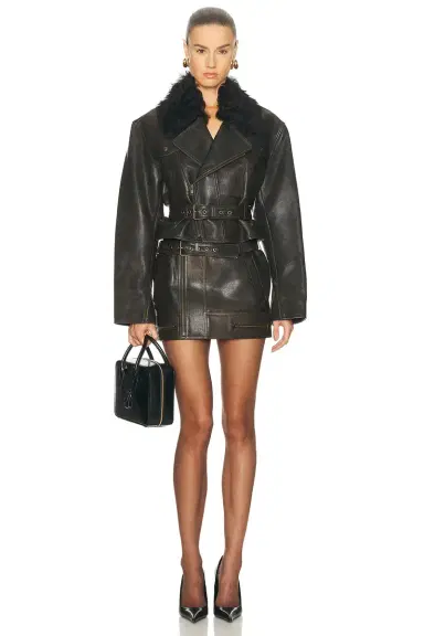 Alex Perry Cropped Leather Biker Jacket | Thumbnail 4 Alex Perry Cropped Leather Biker Jacket | Thumbnail 4