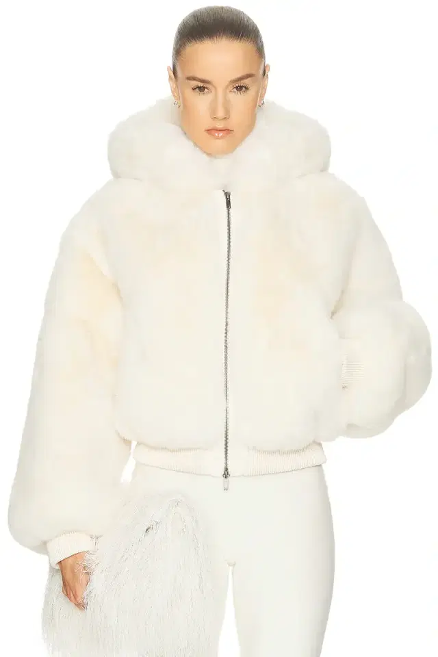 SKIMS Ski Faux Fur Shrunken Zip Up Jacket