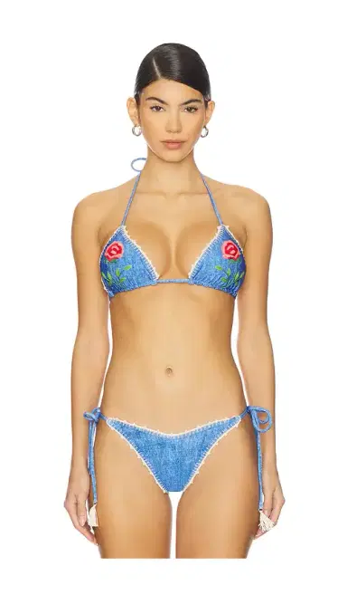 Capittana Lia Roses Denim Bikini Top | Thumbnail 1 Capittana Lia Roses Denim Bikini Top | Thumbnail 1
