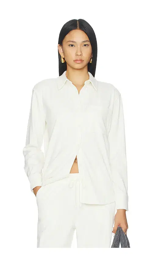 Beyond Yoga Breathe Easy Corduroy Button Front Shirt