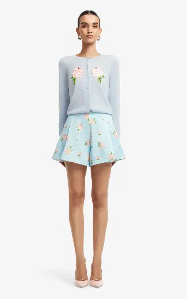 Leo Lin Abby Floral-Print High-Waisted Cotton-Silk Shorts | Thumbnail 3