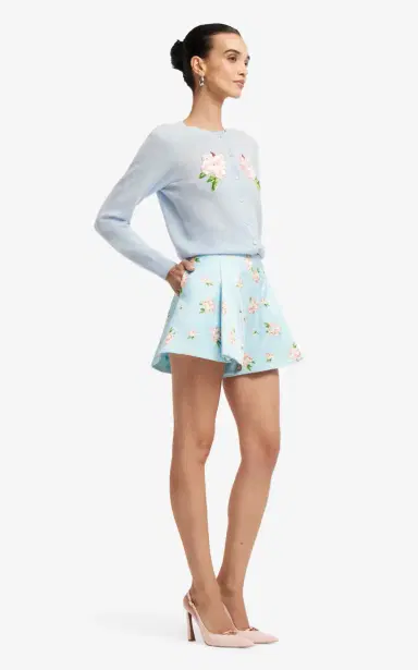 Leo Lin Abby Floral-Print High-Waisted Cotton-Silk Shorts | Thumbnail 4