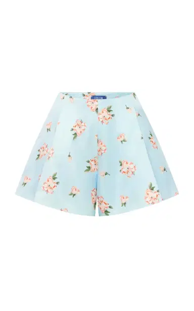 Leo Lin Abby Floral-Print High-Waisted Cotton-Silk Shorts | Thumbnail 1