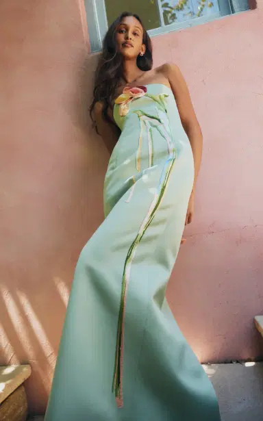 Leo Lin Marilyn Floral-Embroidered Maxi Dress | Thumbnail 5