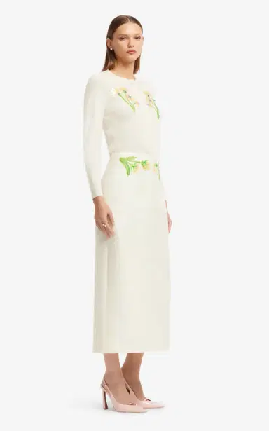 LEO LIN Claire Floral-Embellished Wool-Cashmere Cardigan | Thumbnail 3