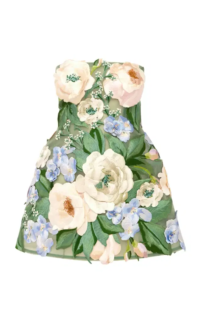 Roselle Hand-Embroidered Floral Mini Dress