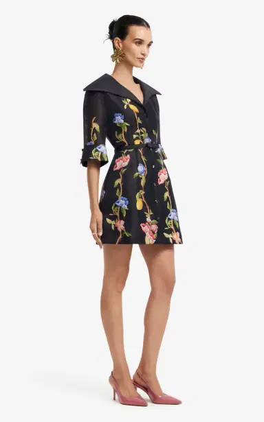 LEO LIN Genevieve Floral-Print Linen-Blend Button-Up Mini Dress | Thumbnail 4