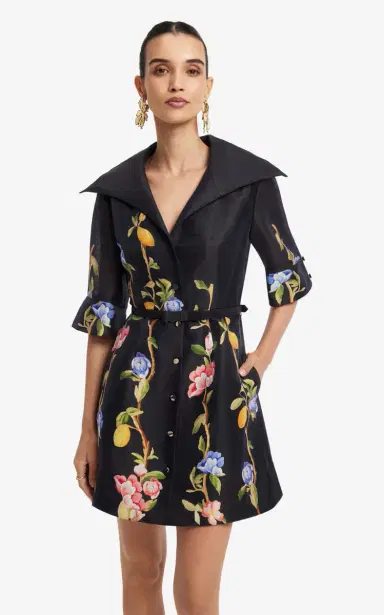 LEO LIN Genevieve Floral-Print Linen-Blend Button-Up Mini Dress | Thumbnail 6