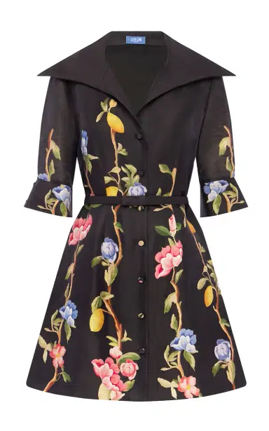 LEO LIN Genevieve Floral-Print Linen-Blend Button-Up Mini Dress | Thumbnail 1