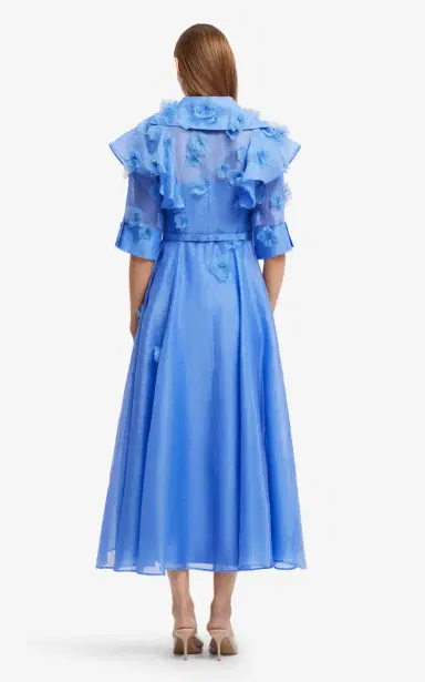 Leo Lin Anya Petal-Embellished Linen-Silk Button-Up Midi Dress | Thumbnail 6
