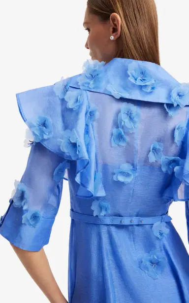 Leo Lin Anya Petal-Embellished Linen-Silk Button-Up Midi Dress | Thumbnail 7