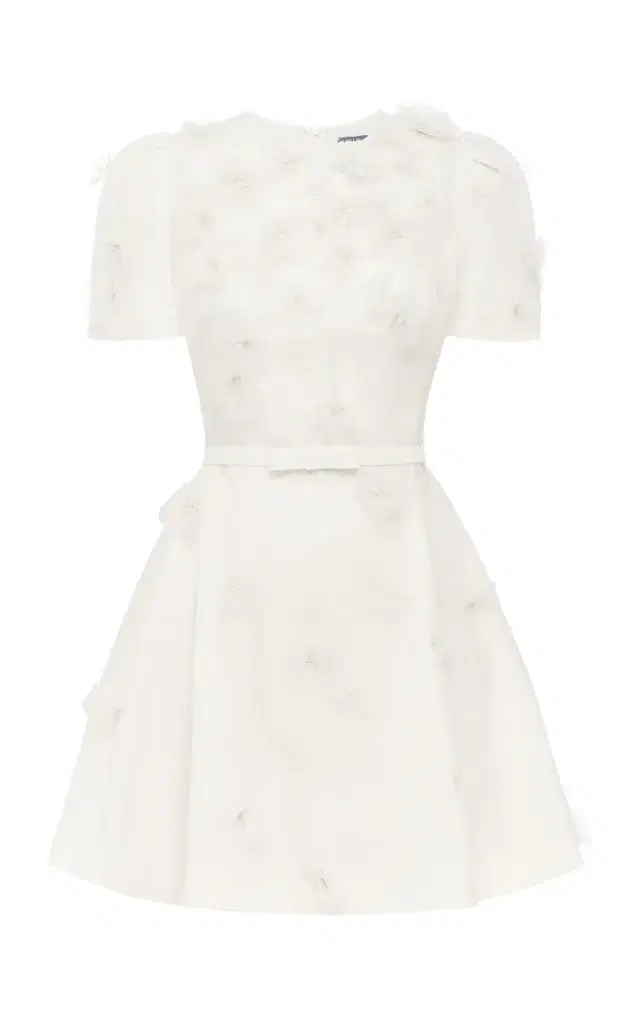 Elyse Petal-Embellished Linen-Silk Mini Dress