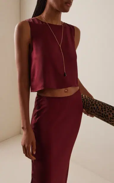 LESET Barb Satin Crop Top | Thumbnail 2