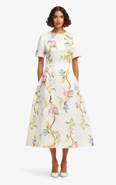LEO LIN Caroline Floral-Print Linen-Silk Midi Dress | Thumbnail 2