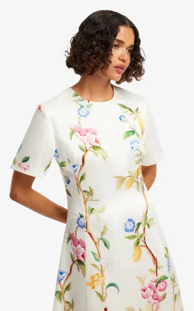 LEO LIN Caroline Floral-Print Linen-Silk Midi Dress | Thumbnail 4